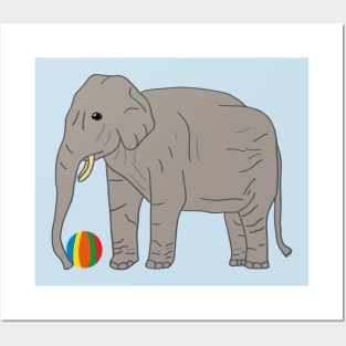 Playful Elephant with ball art Posters and Art